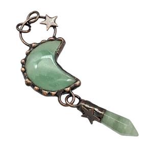 Green Aventurine Moon Pendant Sun Antique Red, approx 30-35mm, 10-30mm [GM22479]