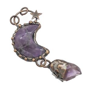 Purple Amethyst Moon Pendant Sun Antique Red, approx 30-35mm, 10-30mm [GM22480]