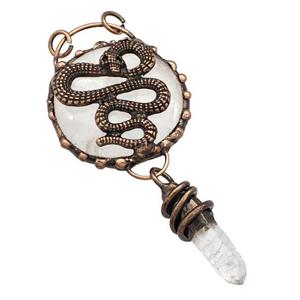 Clear Quartz Circle Pendant Snake Antique Red, approx 40mm, 10-35mm [GM22486]