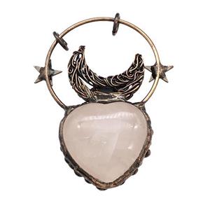 Rose Quartz Heart Pendant Antique Red, approx 33mm, 68mm [GM22490]