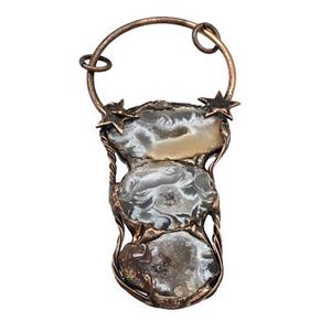 Agate Druzy Pendant Slice Antique Red, approx 30-50mm, 80cm [GM22491]