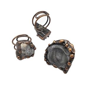 Solar Agate Druzy Rings Adjustable Antique Red, approx 15-35mm, 18mm dia [GM22498]