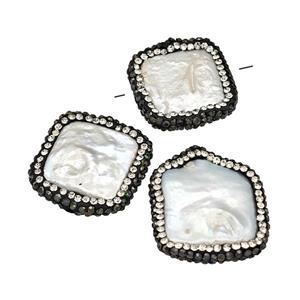 Baroque Style Pearl Slice Beads Pave Rhinestone Freeform, approx 16-20mm [GM22499]