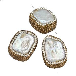 Baroque Style Pearl Beads Pave Rhinestone Freeform, approx 16-20mm [GM22500]