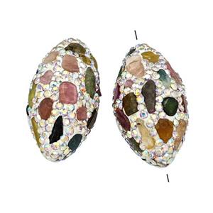 Polymer Clay Rice Beads Pave Rhinestone Multicolor Tourmaline, approx 15-32mm [GM22503]