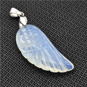 White Opalite Angel Wings Pendant Carved, approx 17-35mm [GM22505]