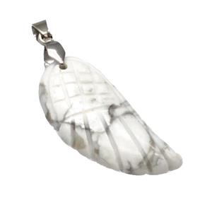 White Howlite Turquoise Angel Wings Pendant Carved, approx 17-35mm [GM22508]