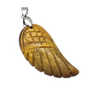 Natural Tiger Eye Stone Angel Wings Pendant Carved, approx 17-35mm [GM22510]
