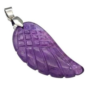 Natural Purple Amethyst Angel Wings Pendant Carved, approx 17-35mm [GM22512]