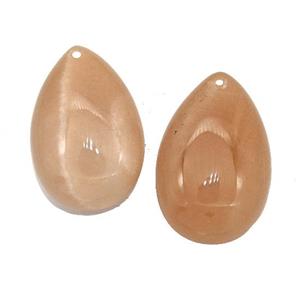 Natural Peach Moonstone Teardrop Pendant Flat Backing, approx 18-30mm [GM22515]