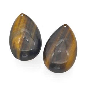 Natural Tiger Eye Stone Teardrop Pendant Flat Backing, approx 18-30mm [GM22518]