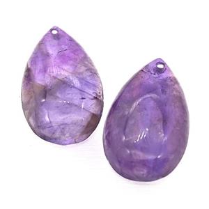 Natural Purple Amethyst Teardrop Pendant Flat Backing, approx 18-30mm [GM22519]