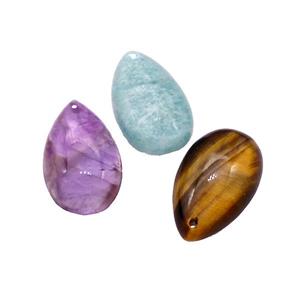 Natural Gemstone Teardrop Pendant Flat Backing Mixed, approx 18-30mm [GM22520]