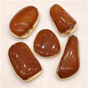 Synthetic Amber Pendant Mixed Shape Resin Gold Plated, approx 30-70mm [GM22534]