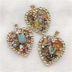 Copper Heart Pendant Pave Tourmaline Gold Plated, approx 30-35mm [GM22542]