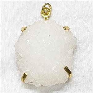Naturel Quartz Druzy Pendant Freeform Gold Plated, approx 20-30mm [GM22554]