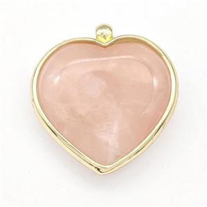 Natural Pink Rose Quartz Heart Pendant Gold Plated, approx 25mm [GM22593]