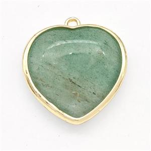 Green Strawberry Quartz Heart Pendants Gold Plated, approx 25mm [GM22599]