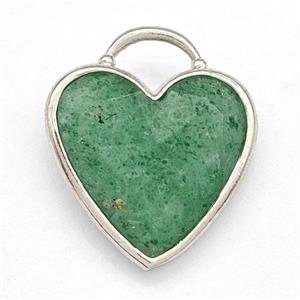 Green Strawberry Quartz Heart Pendant Faceted Platinum Plated, approx 20mm [GM22603]