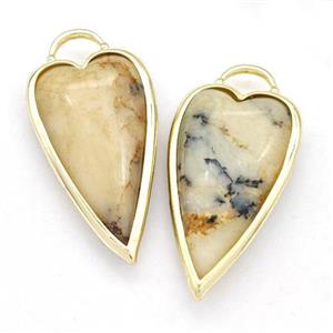 Yellow Moss Opal Arrowhead Pendant Gold Plated, approx 18-35mm [GM22612]