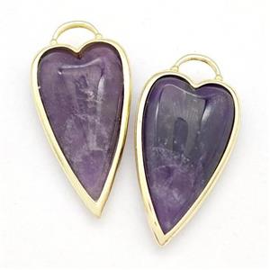 Natural Purple Amethyst Arrowhead Pendant Gold Plated, approx 18-35mm [GM22616]
