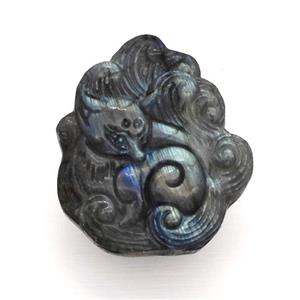 Labradorite Fox Pendant, approx 32-38mm [GM22651]