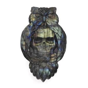 Labradorite Skull Owl Charms Pendant, approx 33-55mm [GM22658]