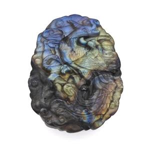 Phenix Charms Labradorite Carved Pendant, approx 40-50mm [GM22680]