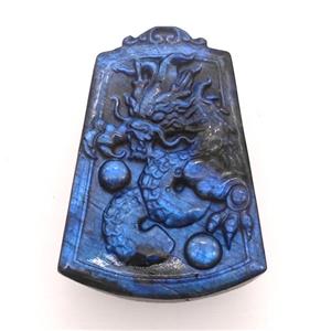 Chinese Loong Charms Labradorite Carved Pendant, approx 40-57mm [GM22684]