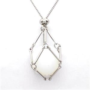 White Opalite Necklace Platinum Plated, approx 18mm [GM22718]