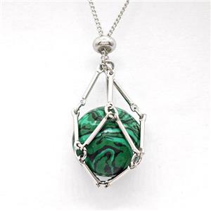 Synthetic Malachite Necklace Platinum Plated, approx 18mm [GM22721]