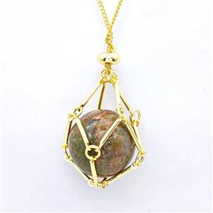 Natural Unakite Necklace Gold Plated, approx 18mm [GM22728]