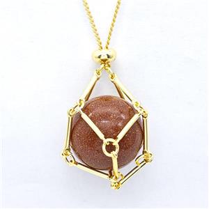 Golden Sandstone Necklace Gold Plated, approx 18mm [GM22729]
