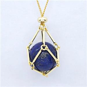 Natural Blue Lapis Lazuli Necklace Gold Plated, approx 18mm [GM22732]