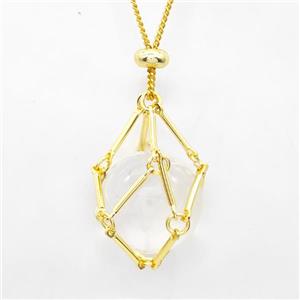 Natural Clear Quartz Necklace Gold Plated, approx 18mm [GM22733]