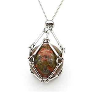 Natural Unakite Necklace Platinum Plated, approx 18mm [GM22737]