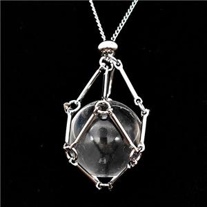 Natural Clear Quartz Necklace Platinum Plated, approx 18mm [GM22741]
