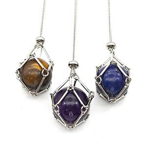 Mixed Gemstone Necklace Platinum Plated, approx 18mm [GM22742]