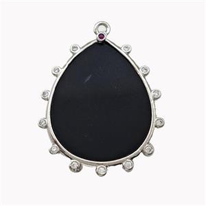 Natural Black Onyx Agate Teardrop Pendant, approx 20-25mm [GM22743]