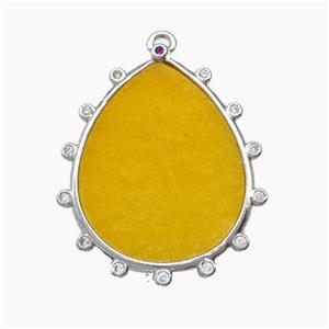Natural Yellow Honey Jade Pendant Flat Teardrop, approx 20-25mm [GM22744]