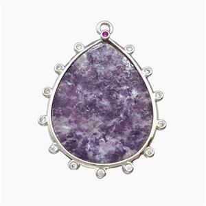 Natural Purple Lepidolite Teardrop Pendant, approx 20-25mm [GM22746]