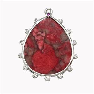 Natural Howlite Turuqoise Teardrop Pendant Red Dye, approx 20-25mm [GM22747]