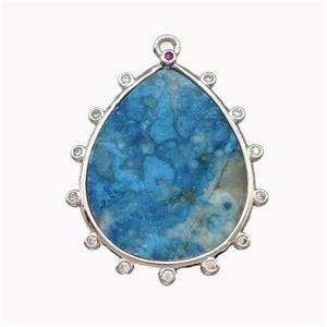 Natural Howlite Turuqoise Teardrop Pendant Blue Dye, approx 20-25mm [GM22748]