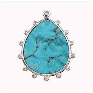 Natural Howlite Turuqoise Teardrop Pendant Teal Dye, approx 20-25mm [GM22749]
