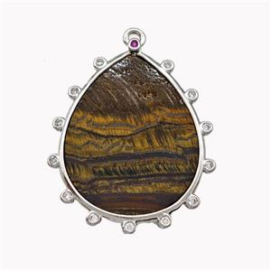 Natural Iron Tiger Eye Stone Pendant Flat Teardrop, approx 20-25mm [GM22750]