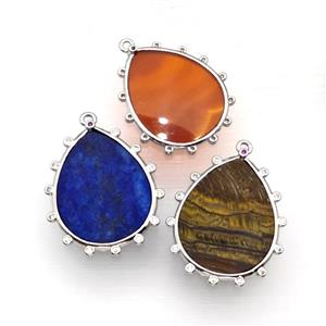 Mix Gemstone Teardrop Pendant Flat, approx 20-25mm [GM22752]