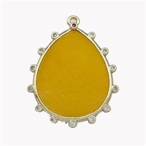 Natural Honey Jade Teardrop Pendant Yellow, approx 20-25mm [GM22754]