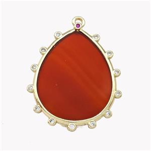 Natural Red Agate Teardrop Pendant Dye, approx 20-25mm [GM22755]