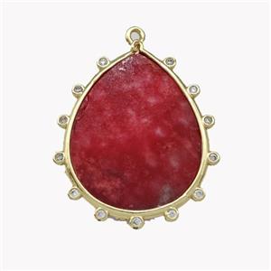 Natural Howlite Turquoise Teardrop Pendant Red Dye, approx 20-25mm [GM22756]