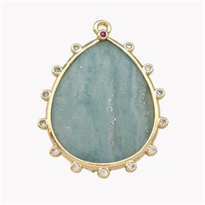 Natural Chinese Amazonite Teardrop Pendant Flat, approx 20-25mm [GM22758]